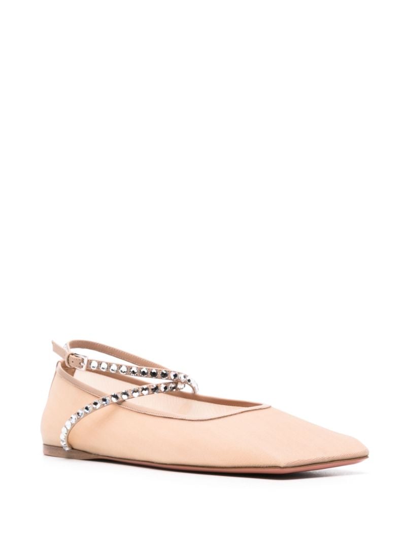 Neutral Ane Crystal Embellished Ballet Pumps