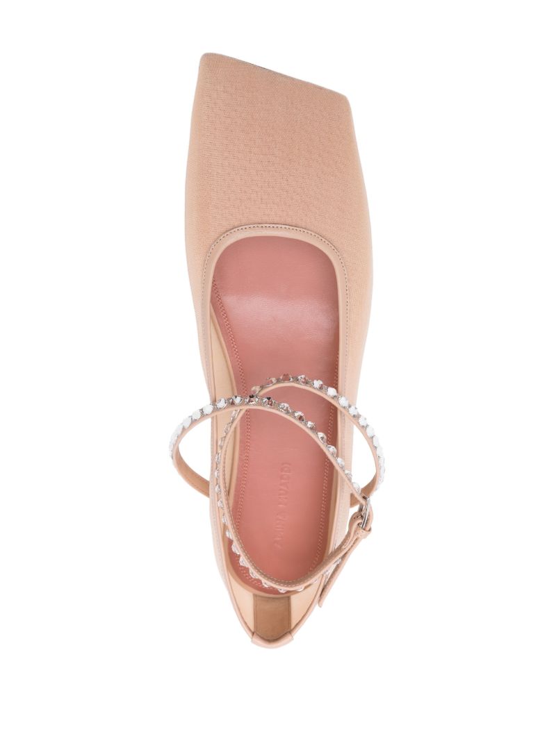 Neutral Ane Crystal Embellished Ballet Pumps