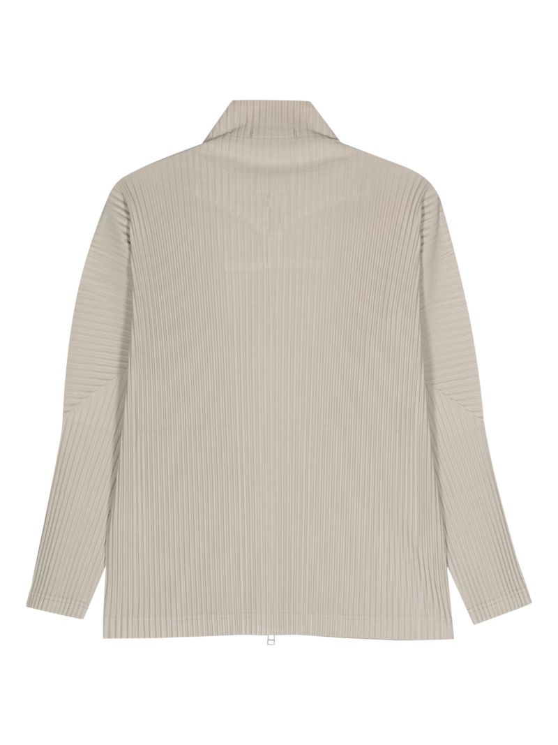 Neutral PlissÃ_x0083_Â© Zipped Shirt