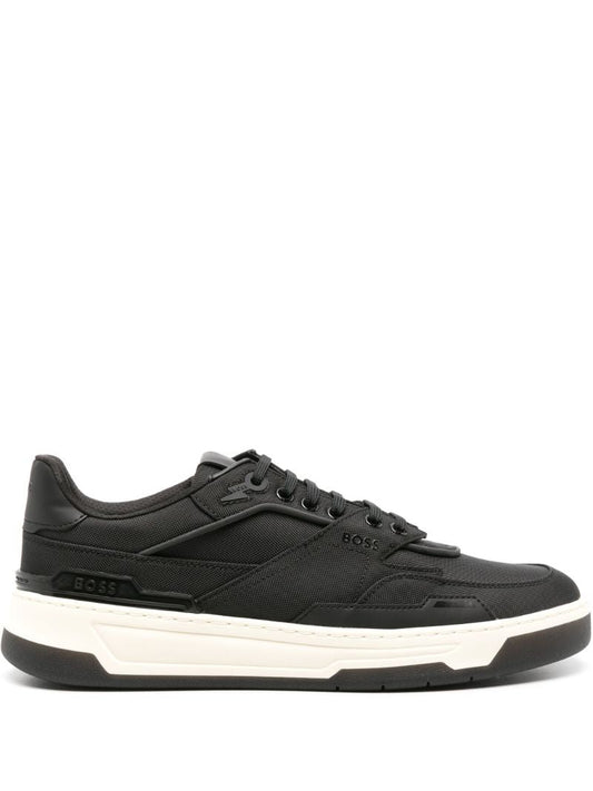 Black and White Panelled Lace-up Sneakers