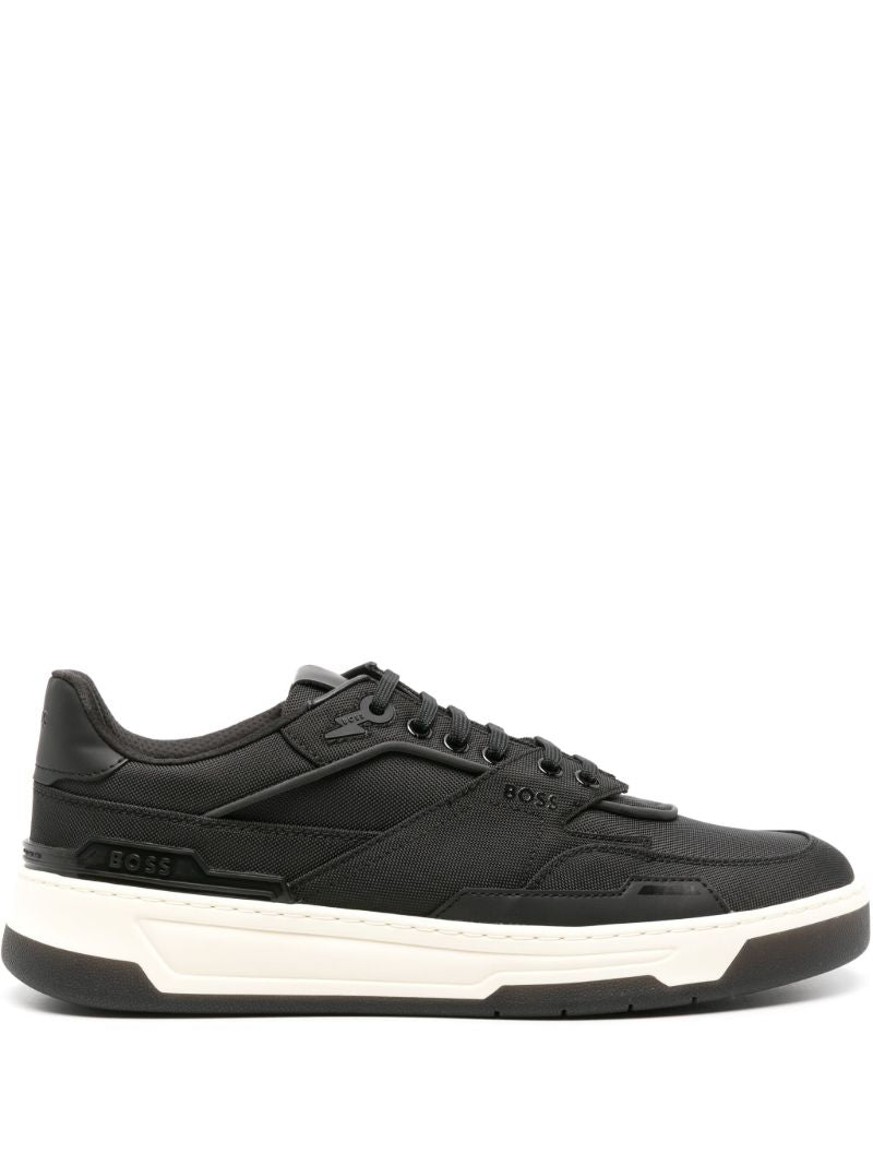 Black and White Panelled Lace-up Sneakers