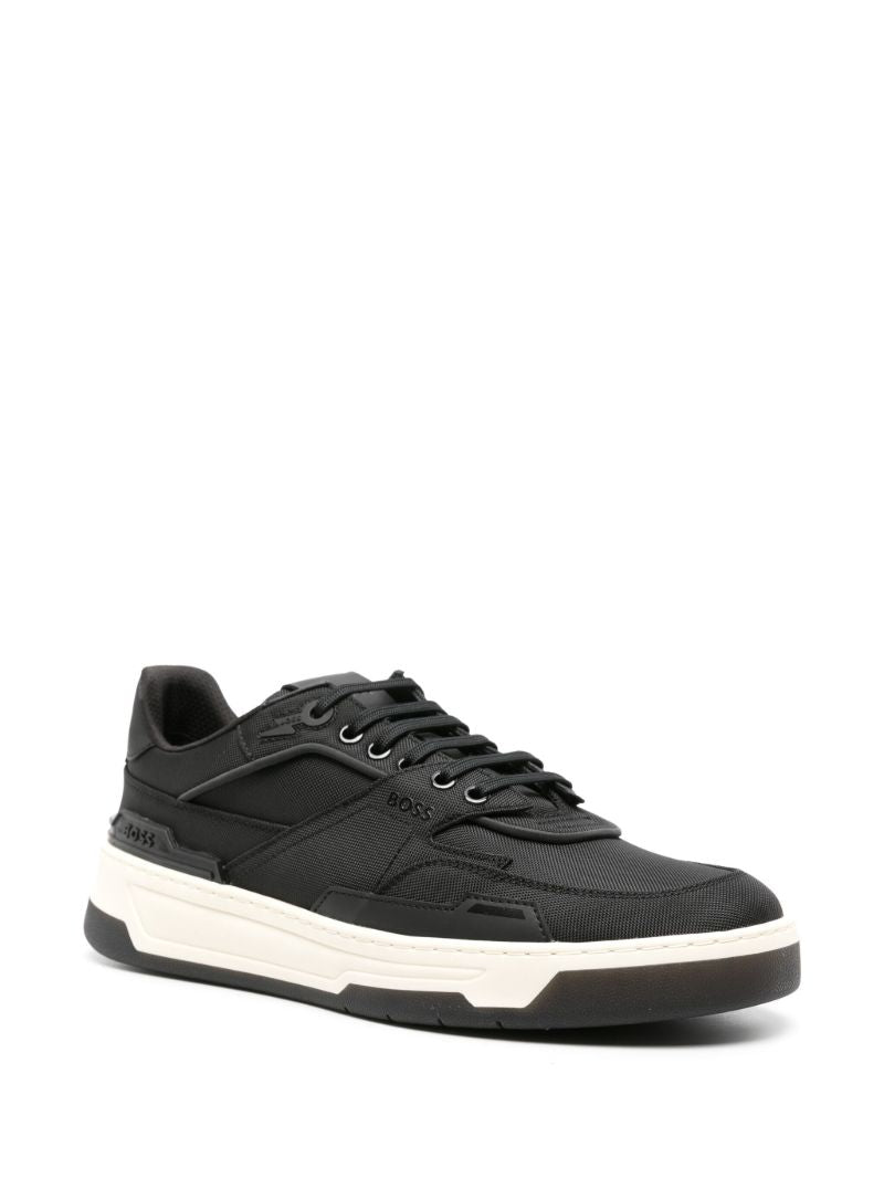 Black and White Panelled Lace-up Sneakers