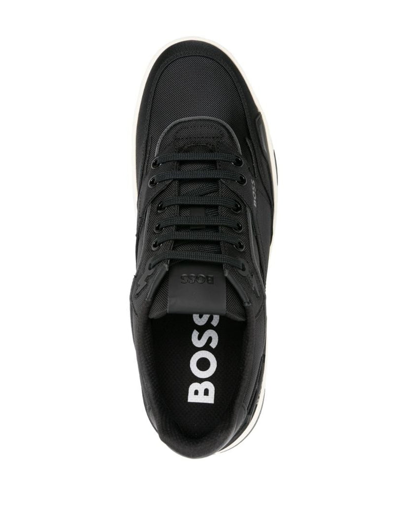 Black and White Panelled Lace-up Sneakers