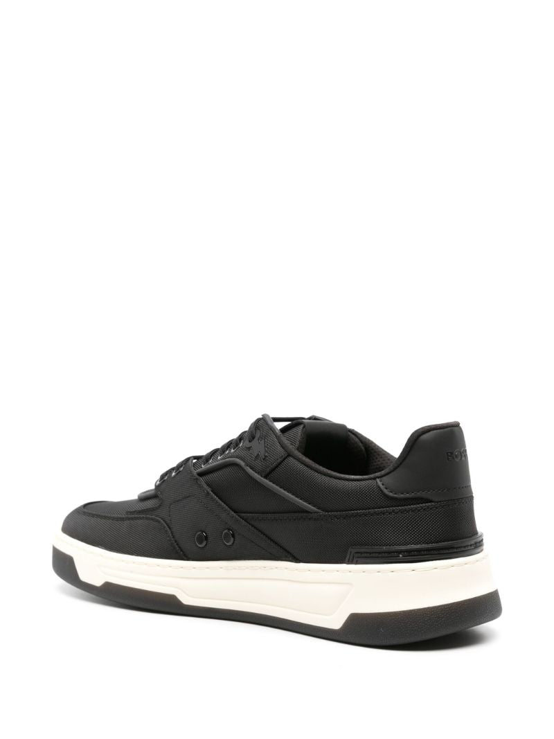 Black and White Panelled Lace-up Sneakers