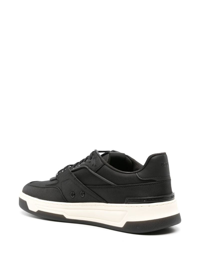 Black and White Panelled Lace-up Sneakers