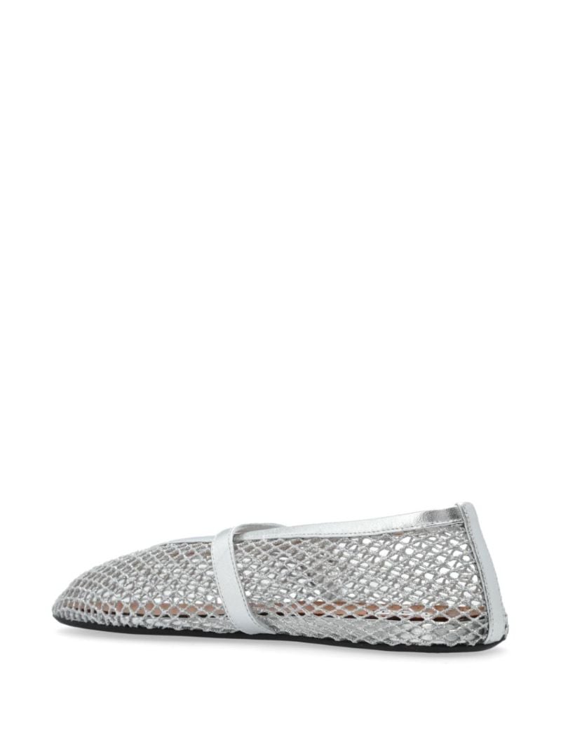 Silver Laminated Fishnet Ballet Pumps