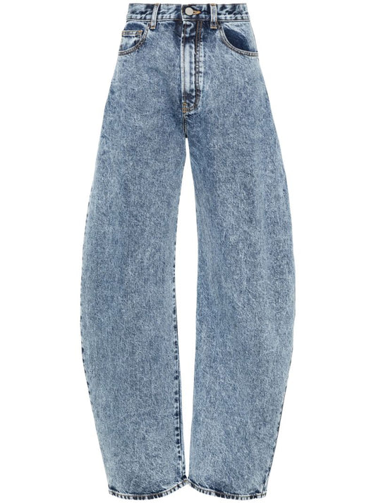 Blue Round High-rise Tapered Jeans
