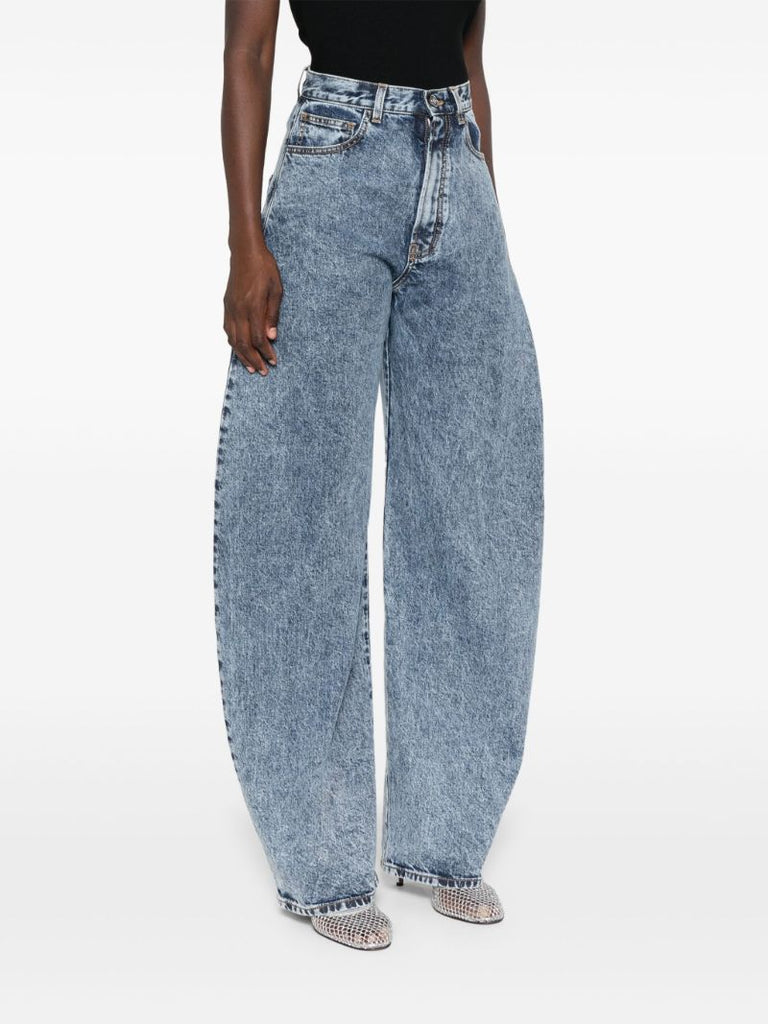 Blue Round High-rise Tapered Jeans