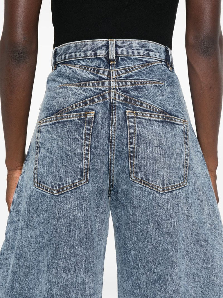 Blue Round High-rise Tapered Jeans