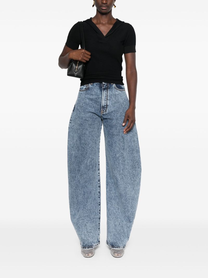 Blue Round High-rise Tapered Jeans