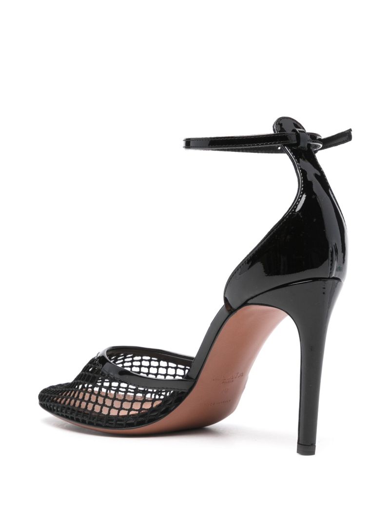 Black High Fishnet 90 Leather Pumps