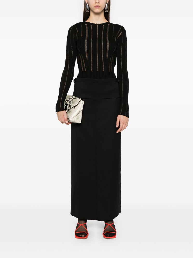 Mid-waist Wool Maxi Skirt