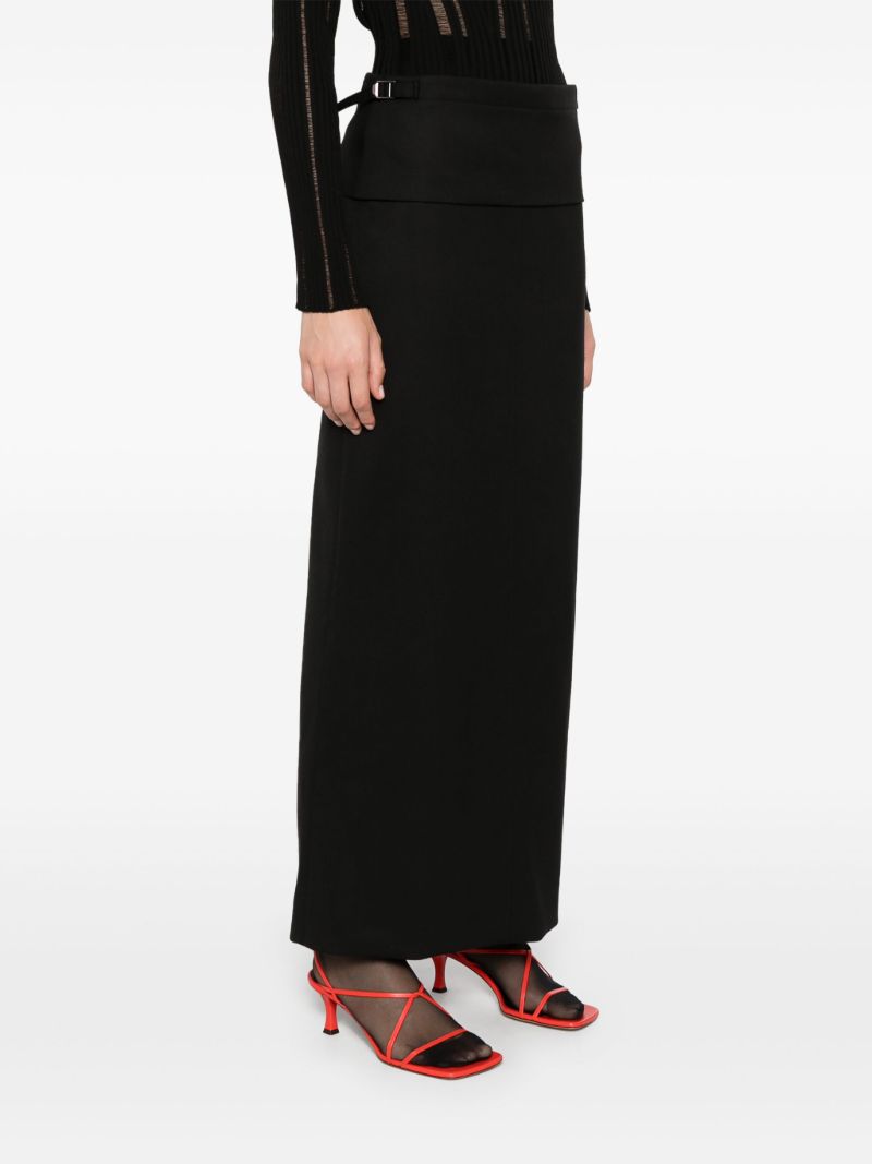 Mid-waist Wool Maxi Skirt