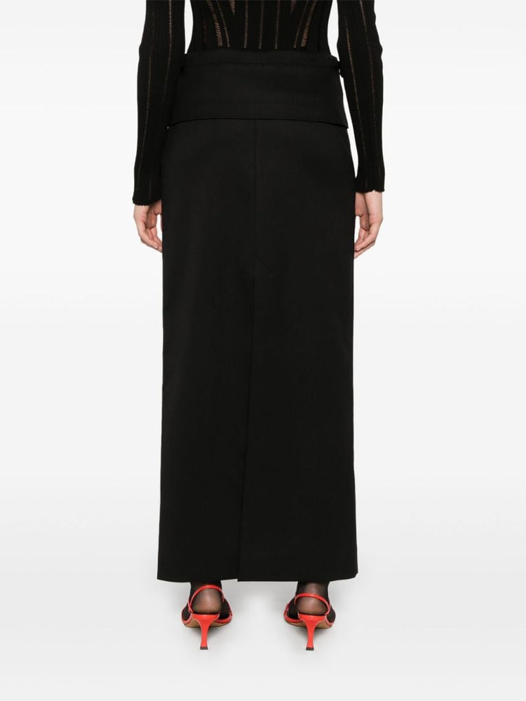 Mid-waist Wool Maxi Skirt