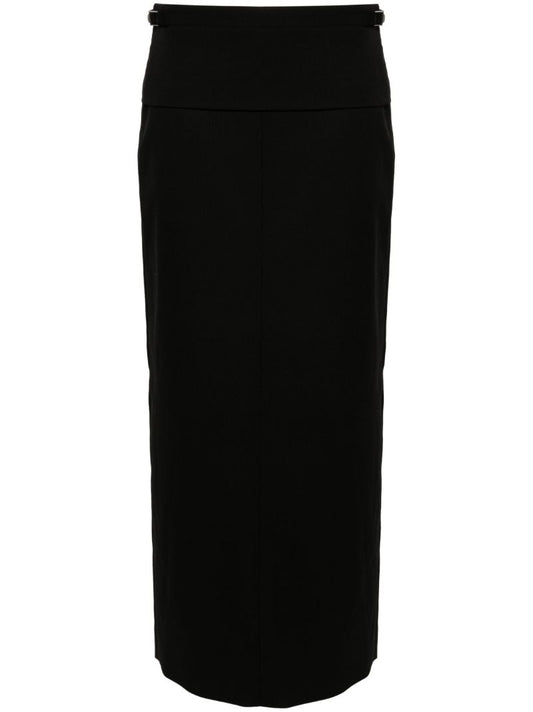Mid-waist Wool Maxi Skirt
