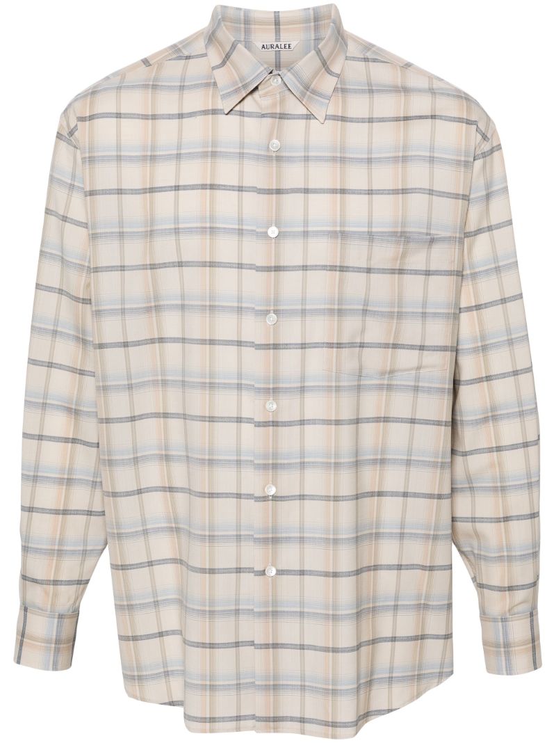 Neutral Checked Wool Shirt