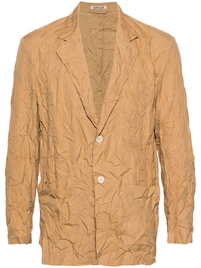 Brown Crinkled Cotton Blazer