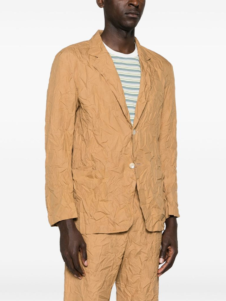 Brown Crinkled Cotton Blazer