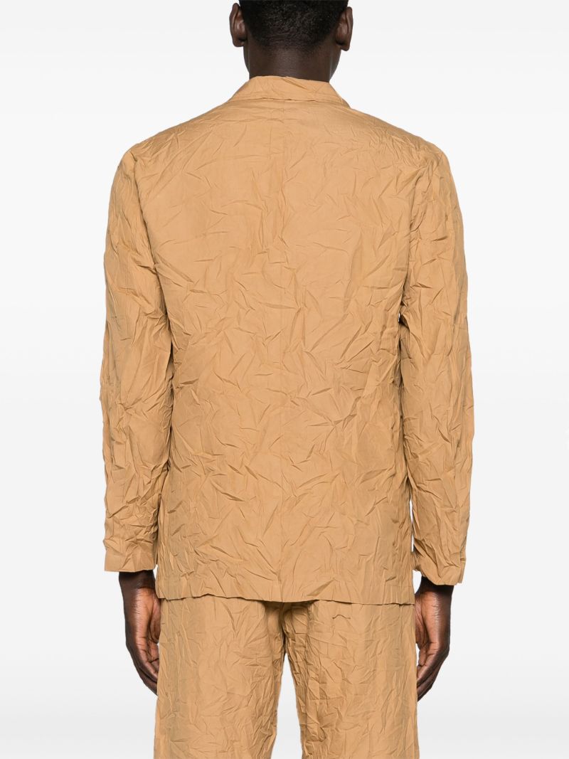 Brown Crinkled Cotton Blazer