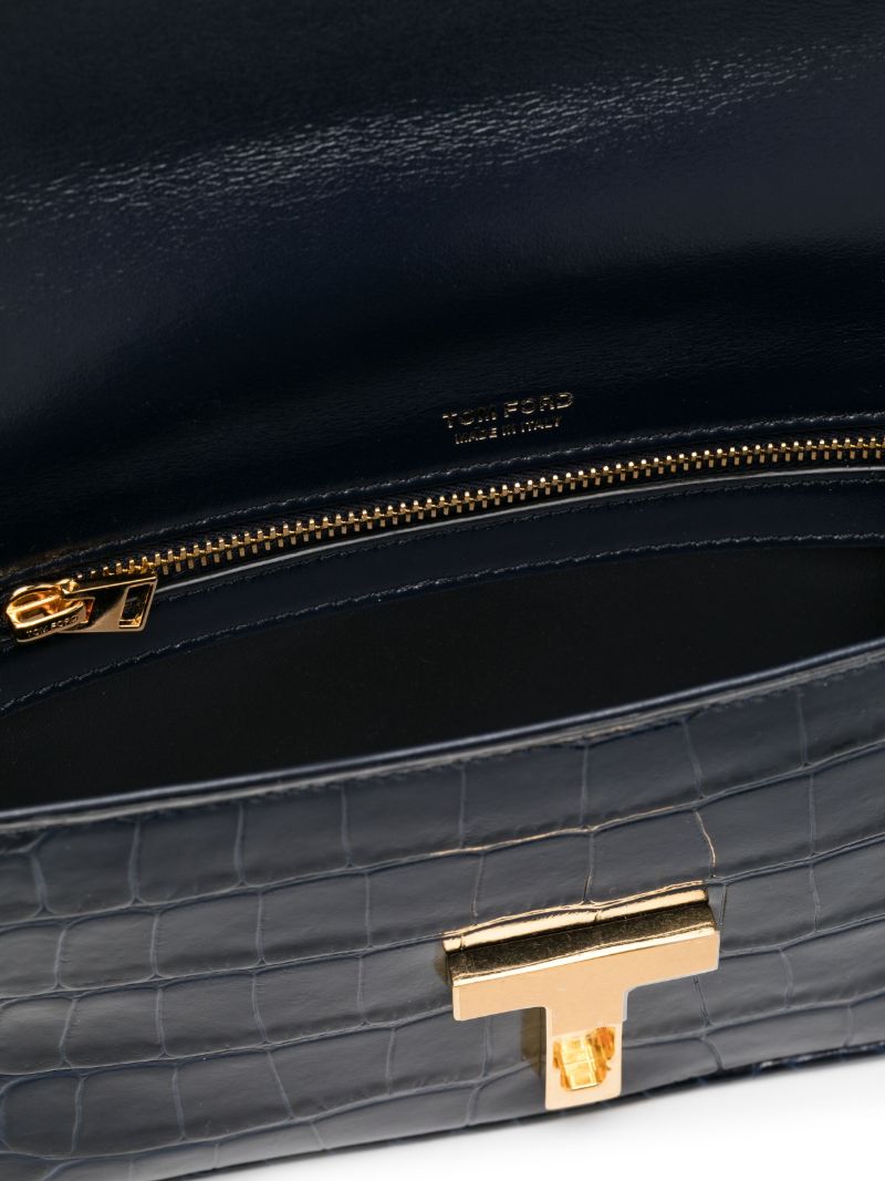 Crocodile-embossed Shoulder Bag