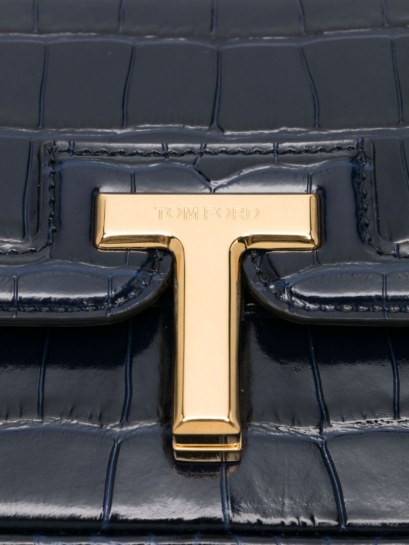 Crocodile-embossed Shoulder Bag