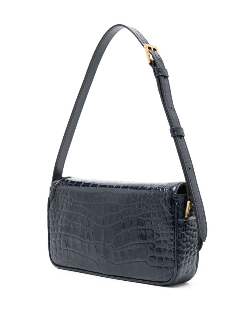 Crocodile-embossed Shoulder Bag