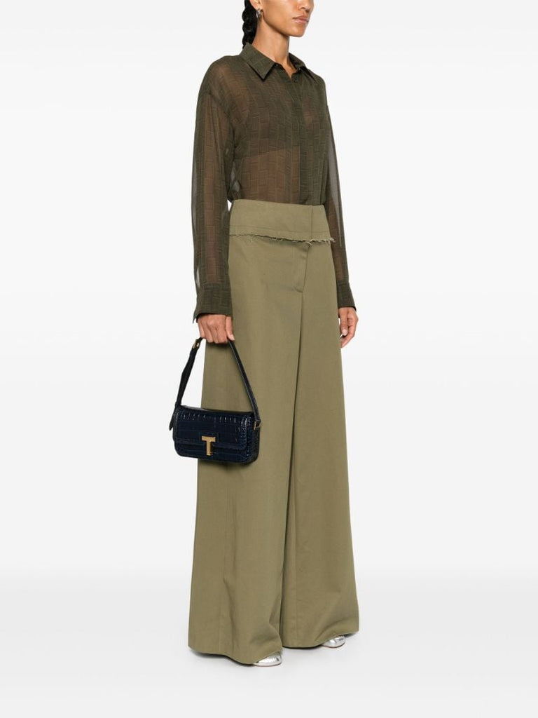 Crocodile-embossed Shoulder Bag