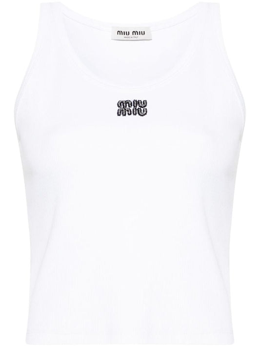 Sequinned-logo Tank Top