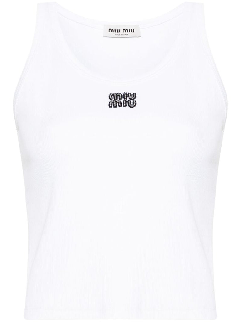 Sequinned-logo Tank Top