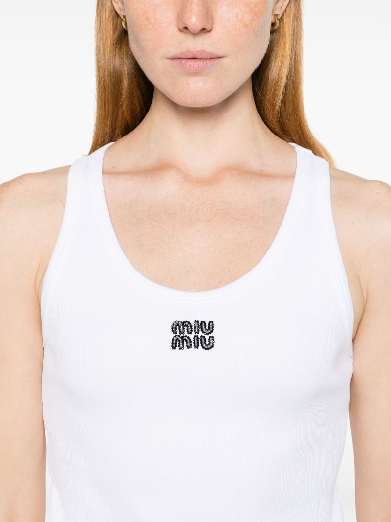 Sequinned-logo Tank Top