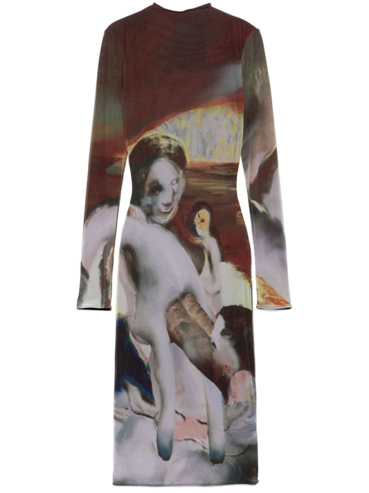 Archive-print Mesh Dress