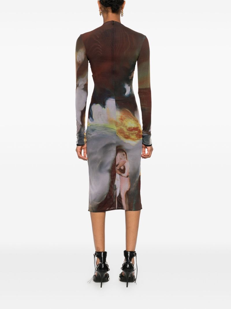 Archive-print Mesh Dress