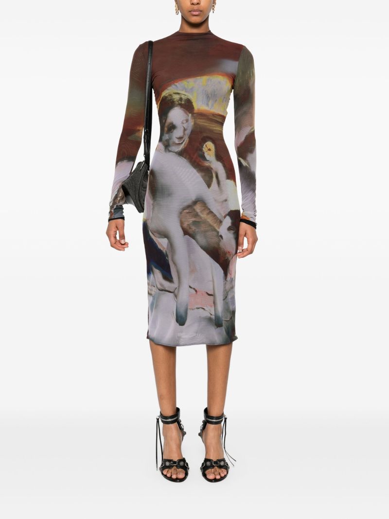 Archive-print Mesh Dress