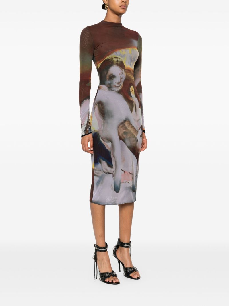 Archive-print Mesh Dress