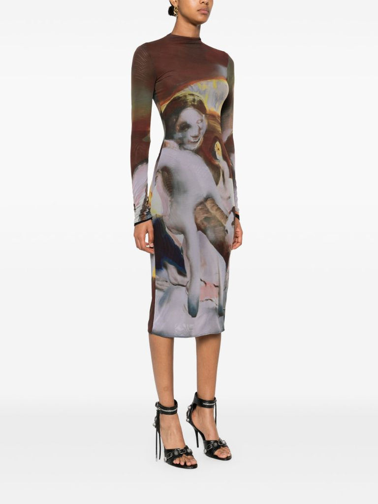 Archive-print Mesh Dress