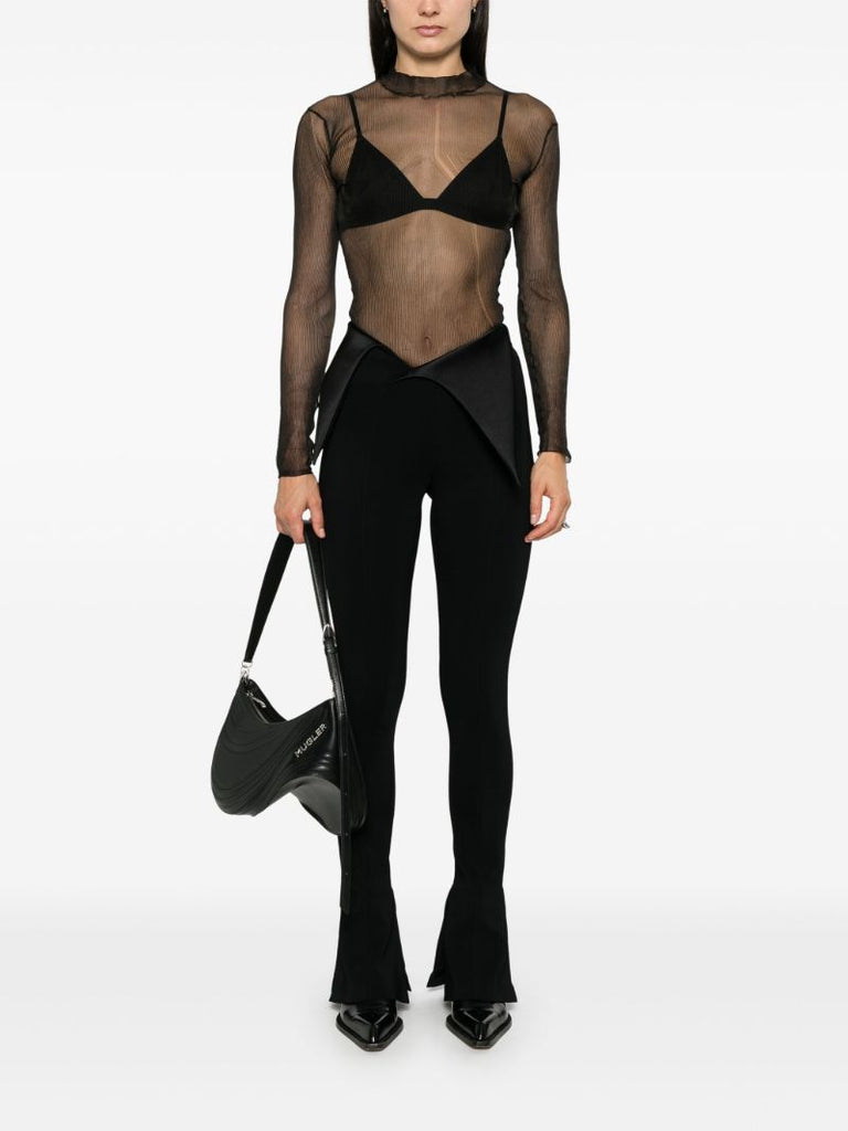 Satin Cummerbund Flared Trousers