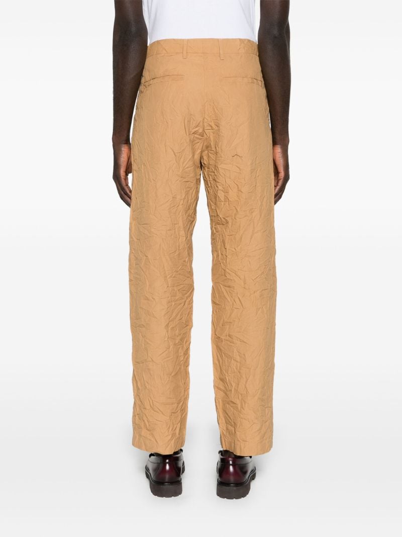 Brown Crinkled Straight-leg Trousers