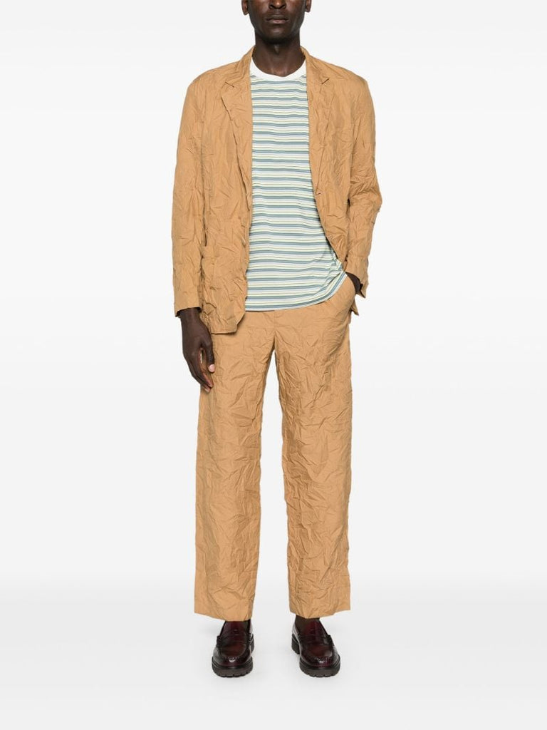 Brown Crinkled Straight-leg Trousers