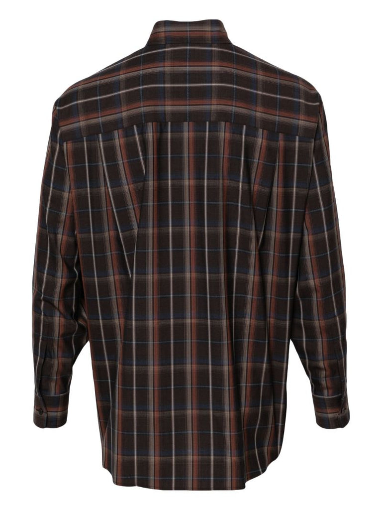 Brown Checked Wool Shirt