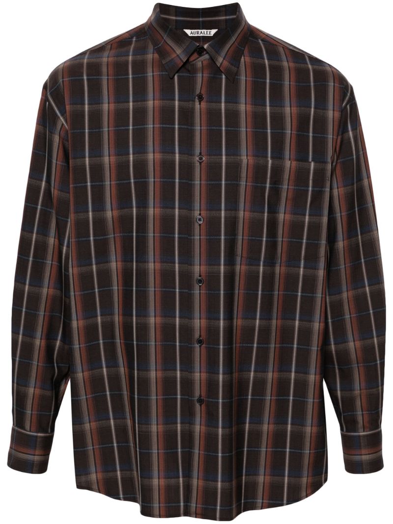 Brown Checked Wool Shirt