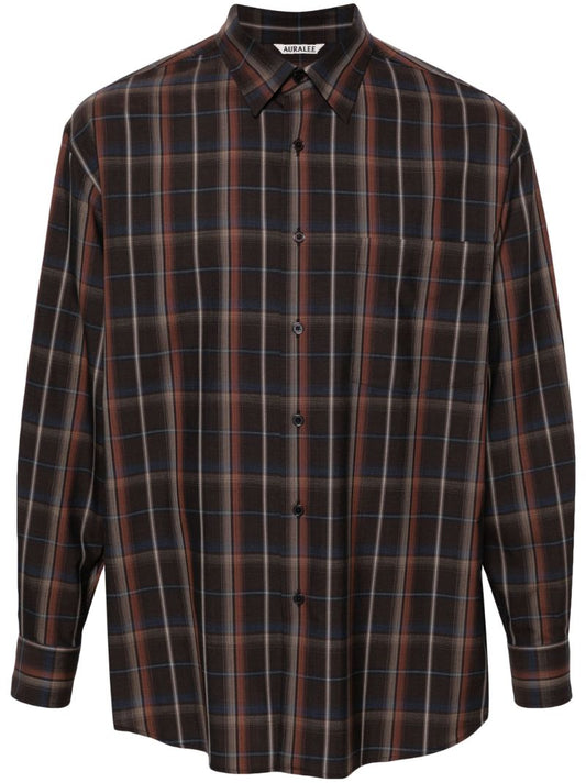 Brown Checked Wool Shirt