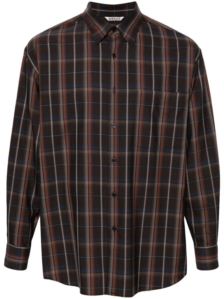 Brown Checked Wool Shirt