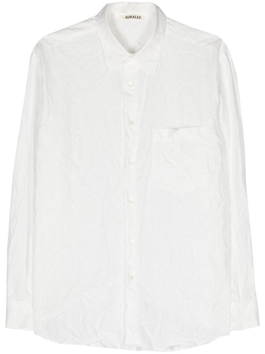 White Crinkled Cotton Shirt