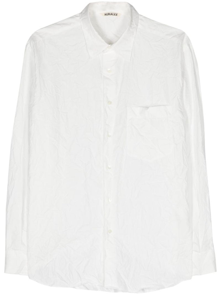 White Crinkled Cotton Shirt