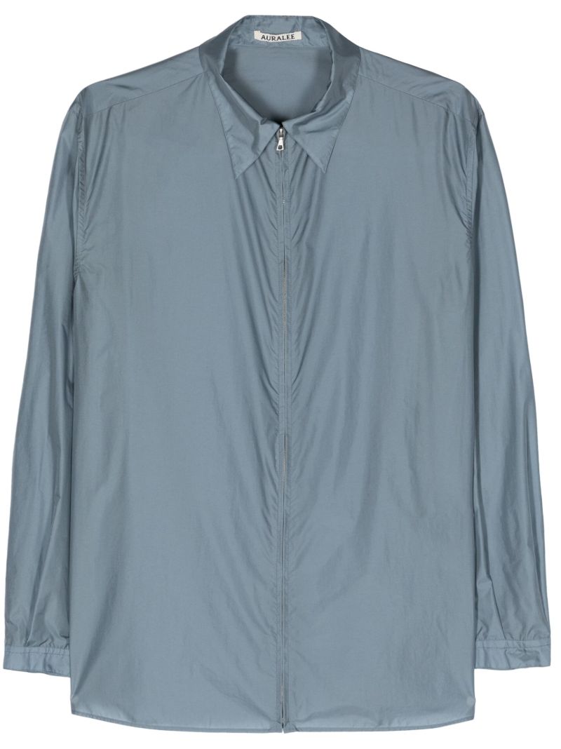 Blue Long-sleeved Zip-up Shirt