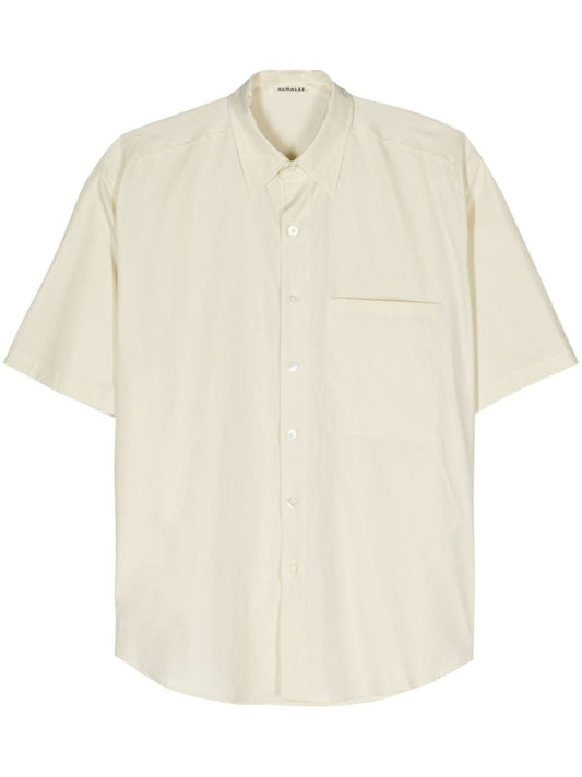 Yellow Short-sleeved Cotton Shirt