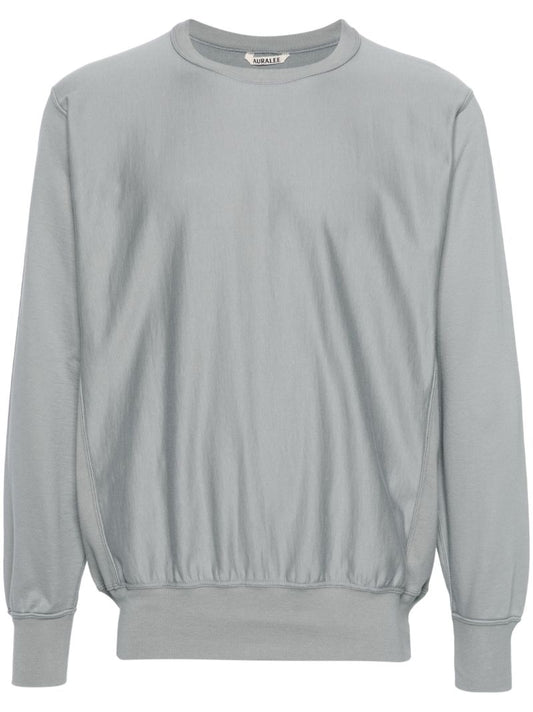 Blue Crew Neck Cotton Sweatshirt