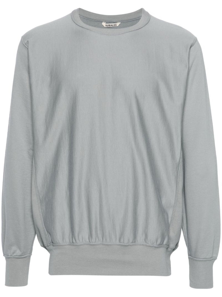Blue Crew Neck Cotton Sweatshirt