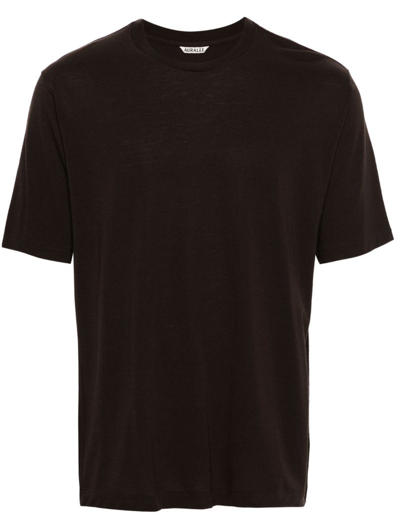 Brown Crew Neck Wool T-shirt