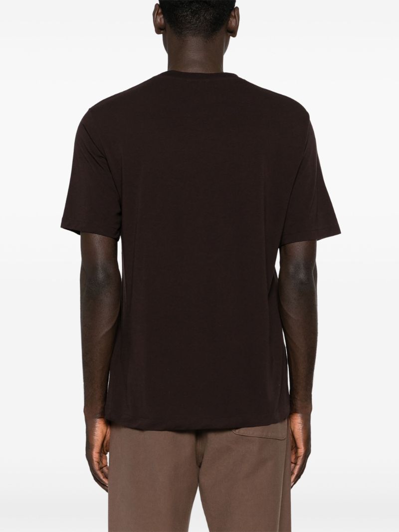 Brown Crew Neck Wool T-shirt